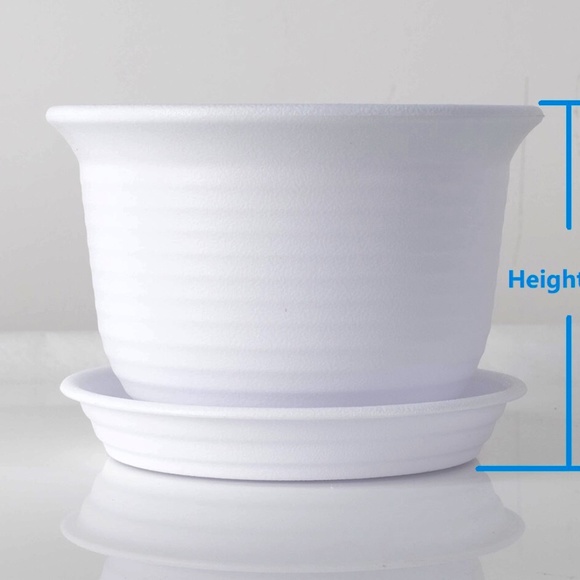 White 6” Plastic Round Drainage Plant Pot Saucer Tray - SET OF 2 - Picture 4 of 9